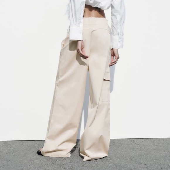 🧄 NWT Zara Belted Garbardine Pants 🧄 - Picture 3 of 10
